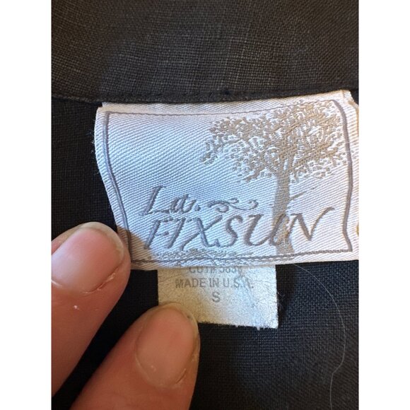 La Fixsun Womens Black Linen Button-Down Shirt S Extreme Oversized - Picture 2 of 4